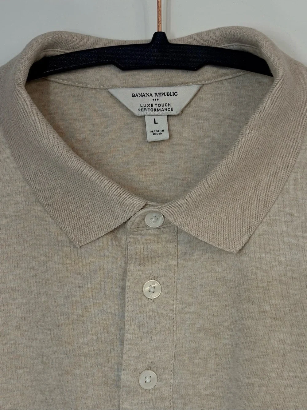 Banana Republic Luxury-Touch Long-Sleeve Polo Color: Oatmeal Size: Large